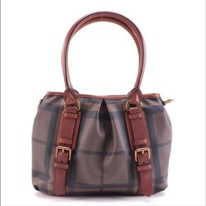 BURBERRY “Northfield Check” Coated Canvas and leather bag